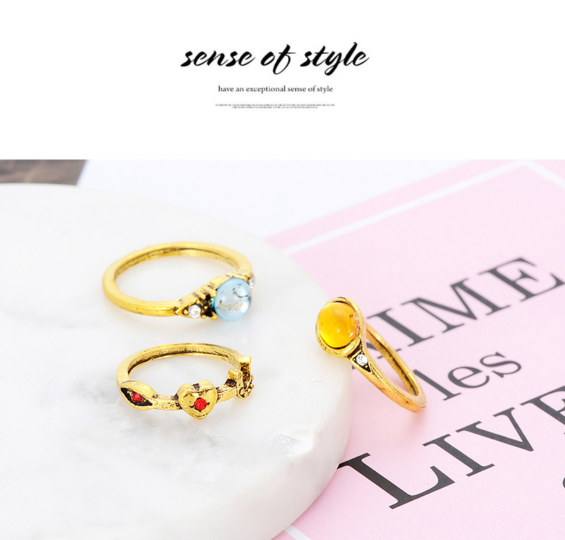 Fashion Gold Color Geometric Shape Decorated Rings(10pcs),Fashion Rings