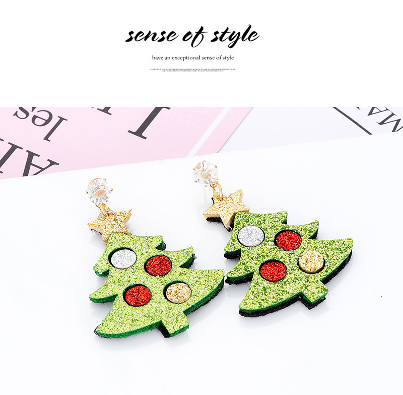 Fashion Green Tree Shape Decorated Earrings,Stud Earrings