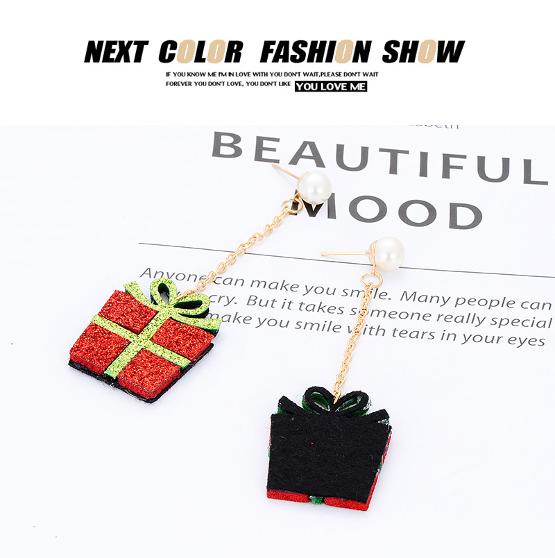 Fashion Red+green Gift Box Shape Decorated Earrings,Drop Earrings