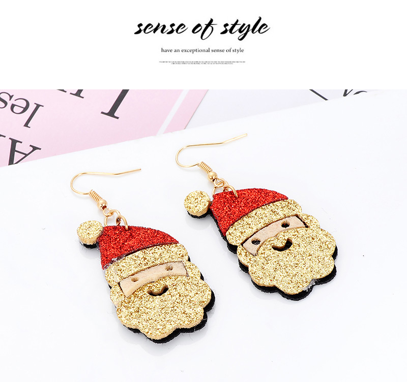 Fashion Gold Color Santa Claus Shape Decorated Earrings,Drop Earrings