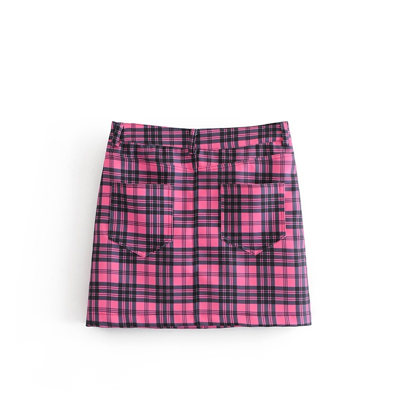 Fashion Plum Red Grids Pattern Decorated Skirt,Skirts