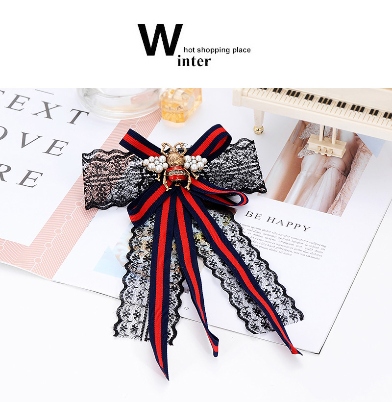 Fashion Red+black Bee Shape Decorated Bowknot Brooch,Korean Brooches