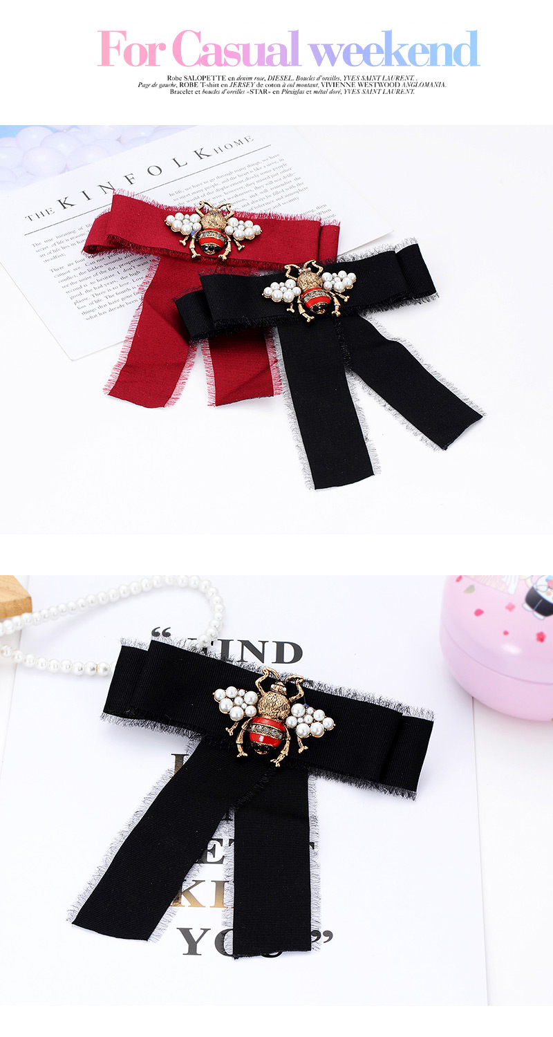 Fashion Claret Red Pure Color Decorated Bowknot Brooch,Korean Brooches