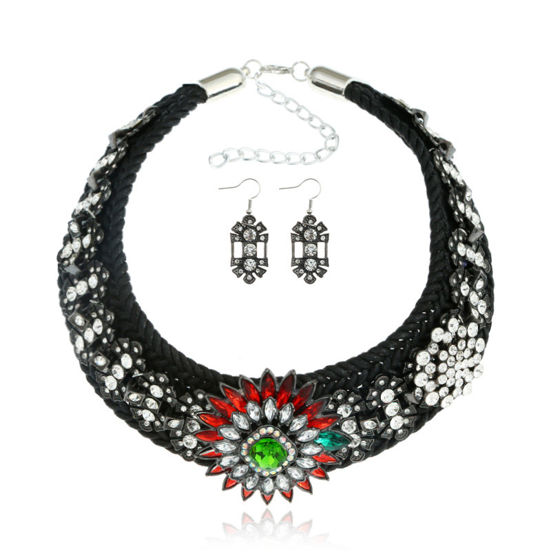 Fashion Black Full Diamond Decorated Jewelry Sets,Jewelry Sets