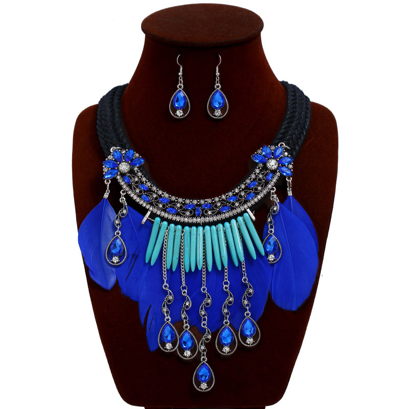 Fashion Blue Waterdrop Shape Decorated Necklace,Jewelry Sets
