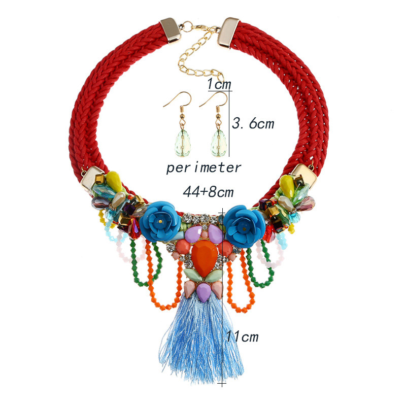 Fashion Red+blue Flower Shape Decorated Tassel Jewelry Sets,Jewelry Sets