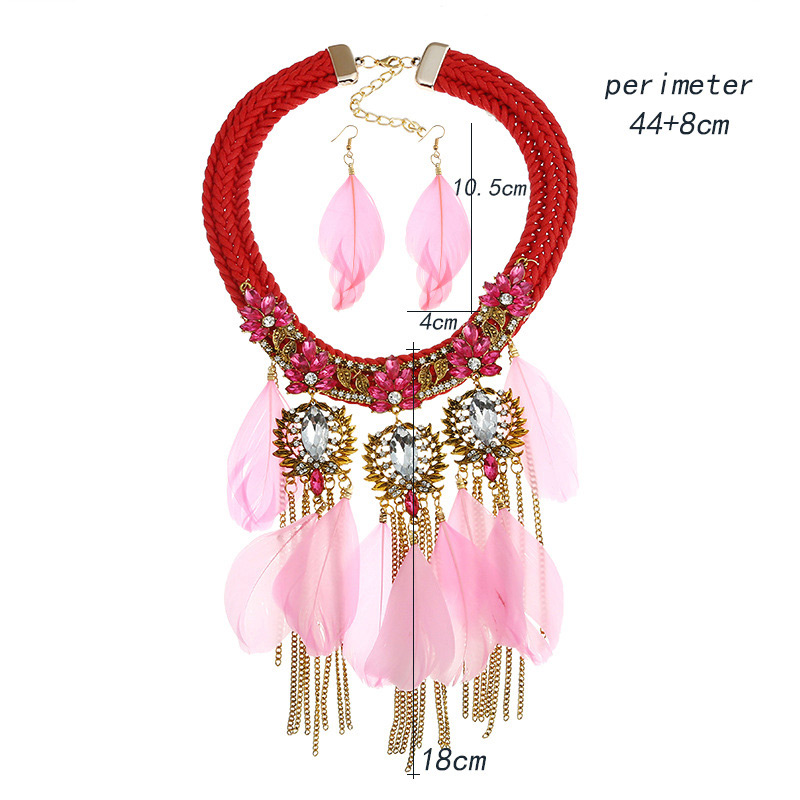 Fashion Red Full Diamond Decorated Tassel Jewelry Sets,Jewelry Sets