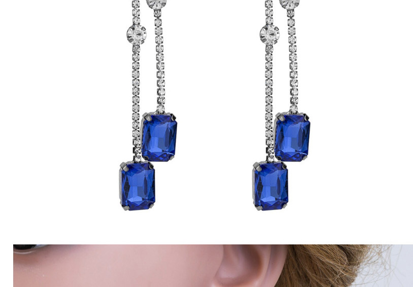 Fashion Blue Square Shape Decorated Earrings,Drop Earrings