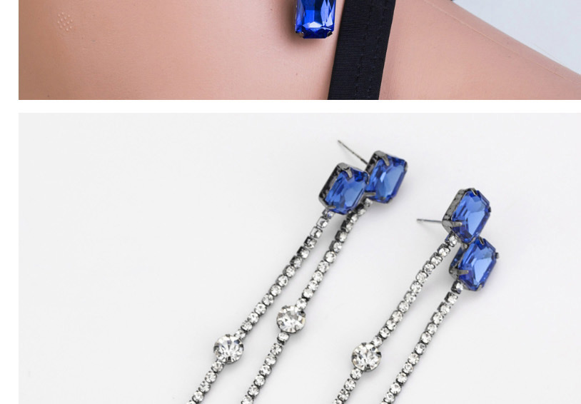 Fashion Blue Square Shape Decorated Earrings,Drop Earrings