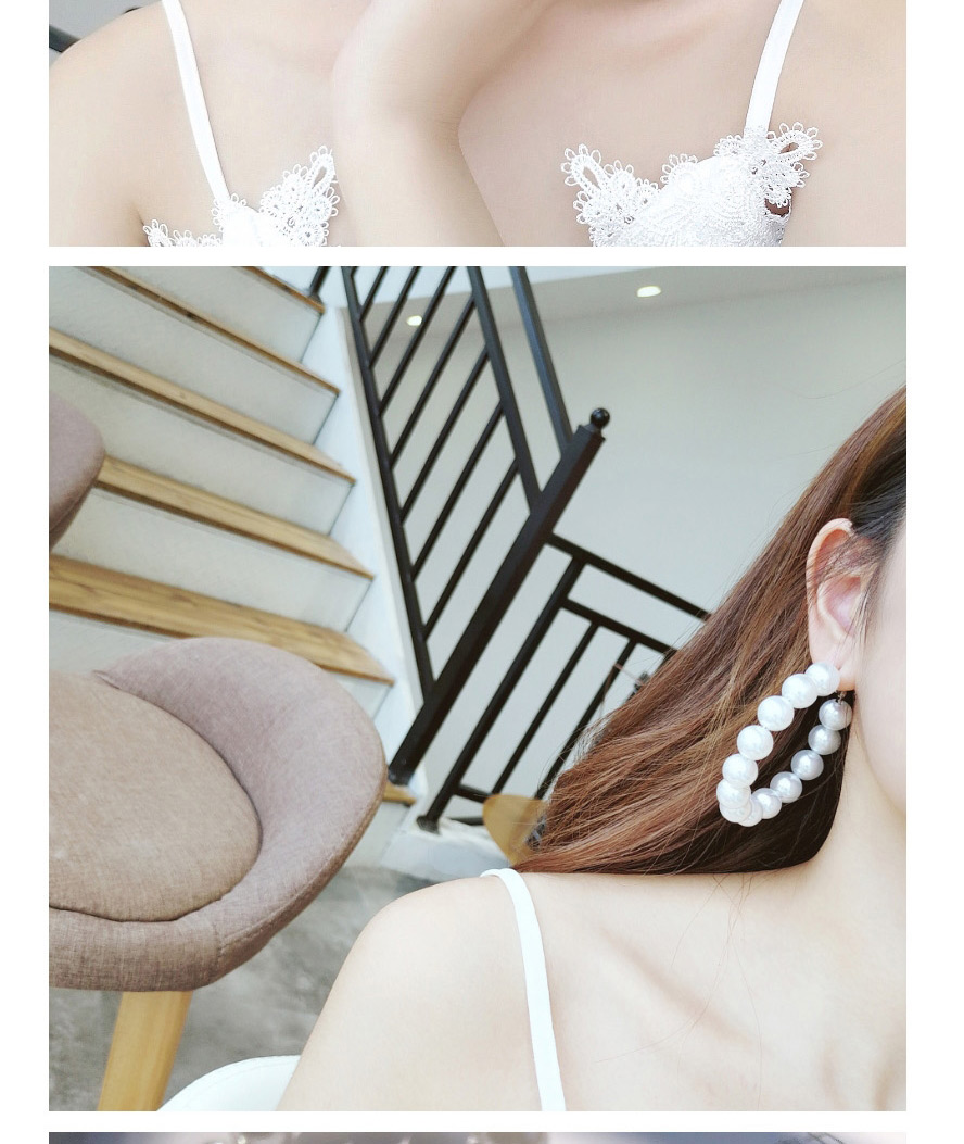 Fashion White Round Shape Decorated Earrings,Hoop Earrings