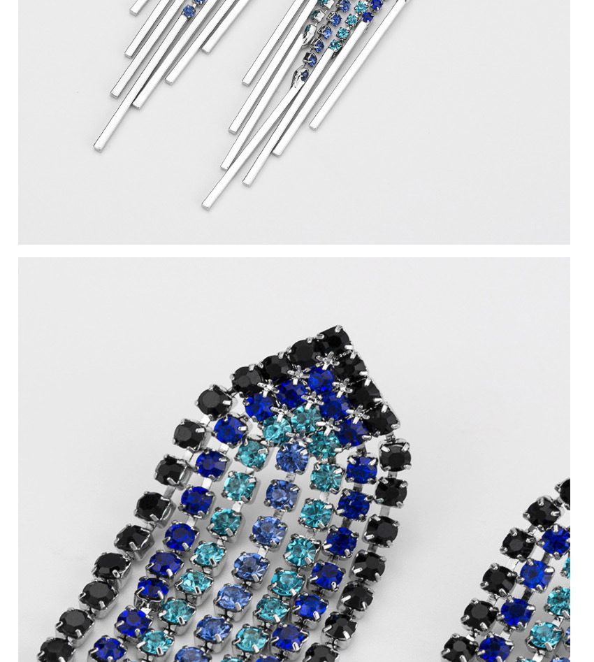 Fashion Multi-color Full Diamond Decorated Tassel Earrings,Drop Earrings