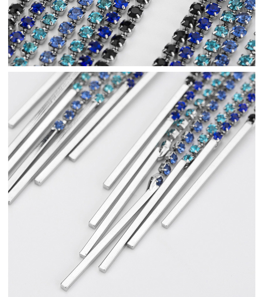 Fashion Multi-color Full Diamond Decorated Tassel Earrings,Drop Earrings