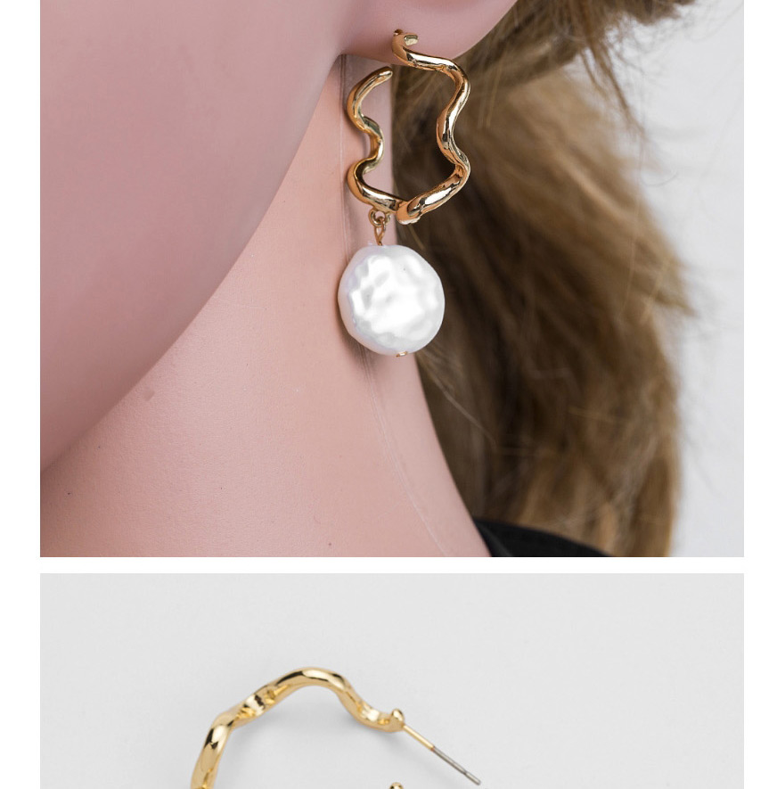 Fashion Gold Color Irregular Shape Decorated Earrings,Hoop Earrings