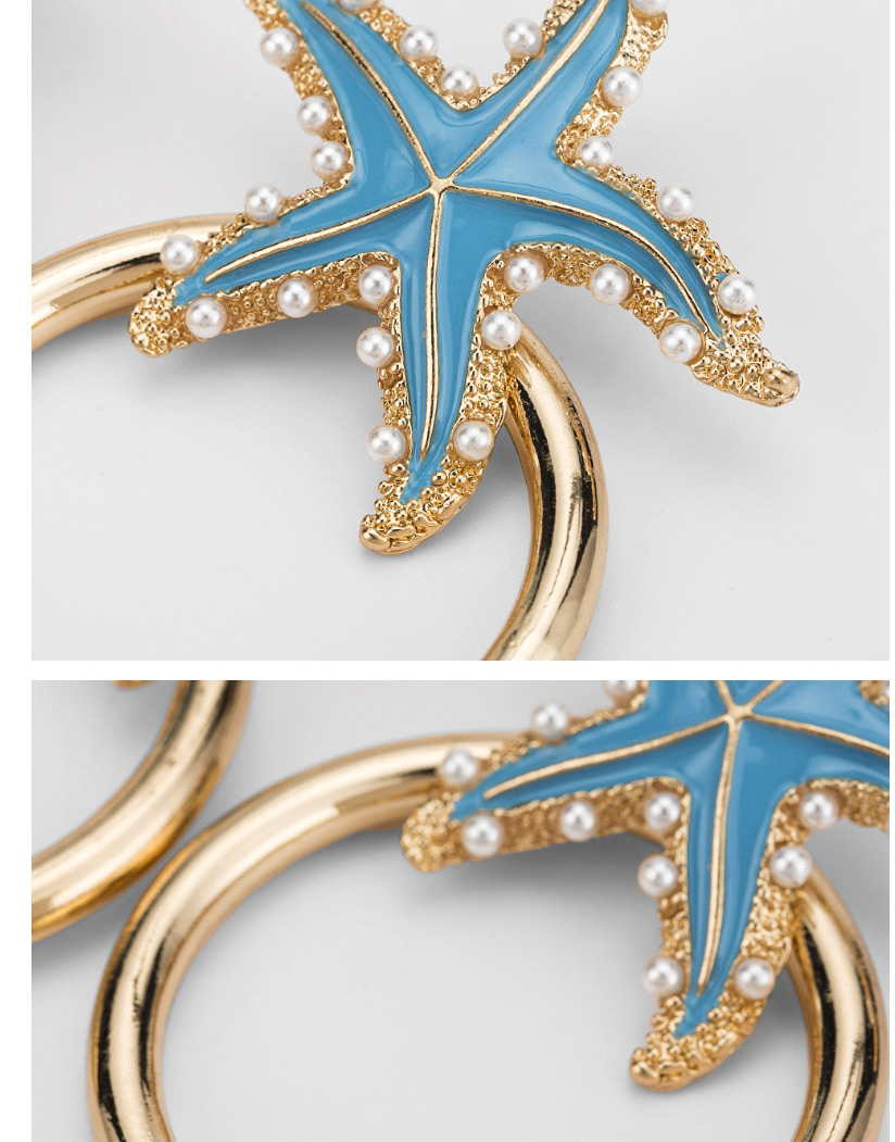 Fashion Blue Star Shape Decorated Earrings,Hoop Earrings