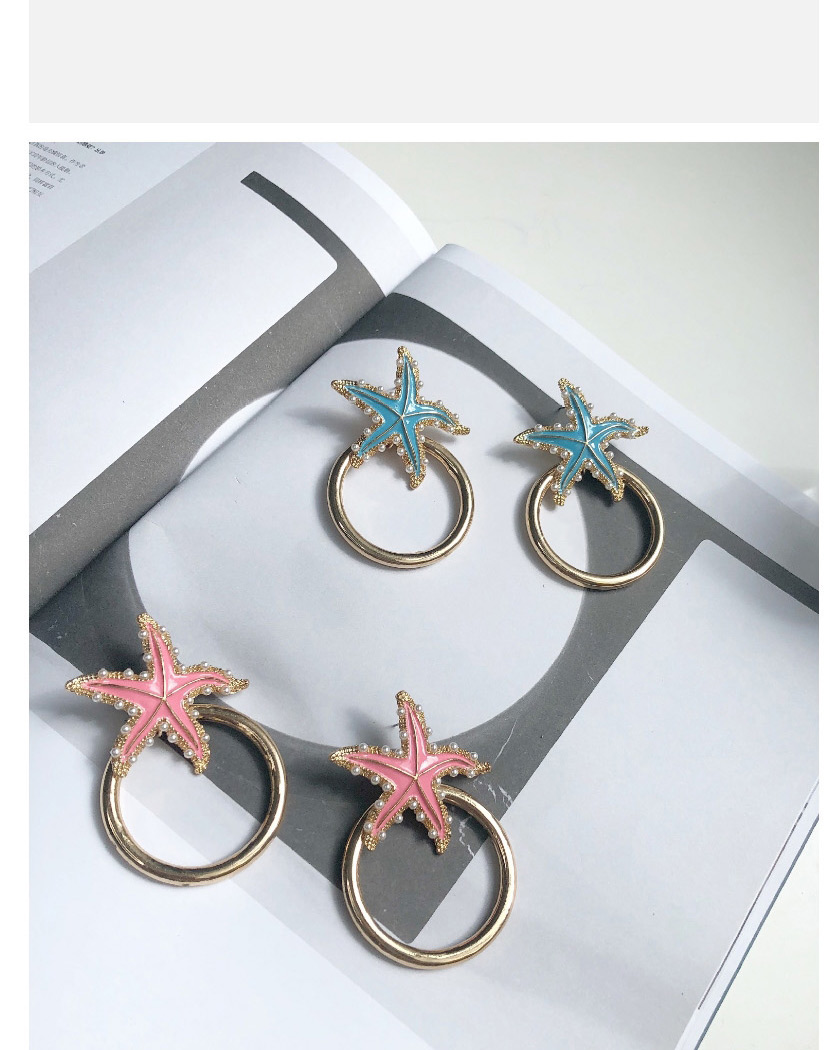 Fashion Blue Star Shape Decorated Earrings,Hoop Earrings