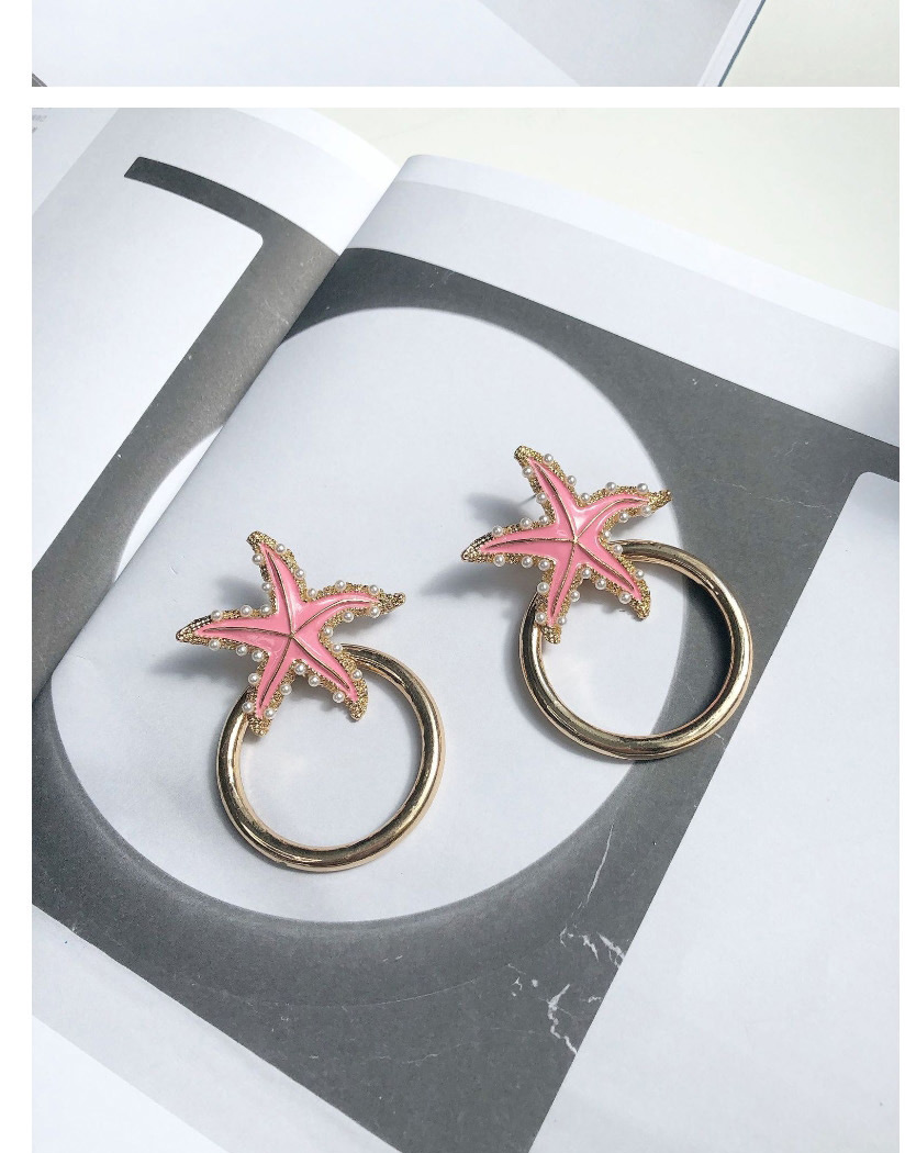 Fashion Pink Star Shape Decorated Earrings,Hoop Earrings