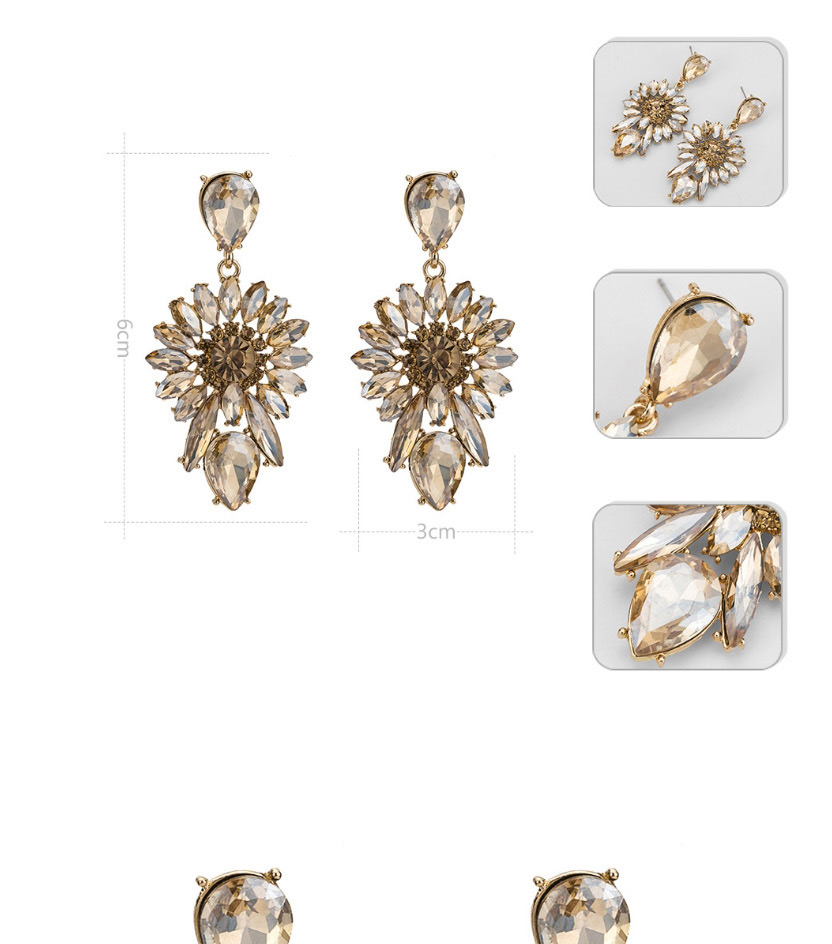 Fashion Champagne Full Diamond Decorated Earrings,Drop Earrings