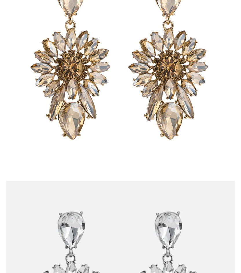 Fashion Champagne Full Diamond Decorated Earrings,Drop Earrings