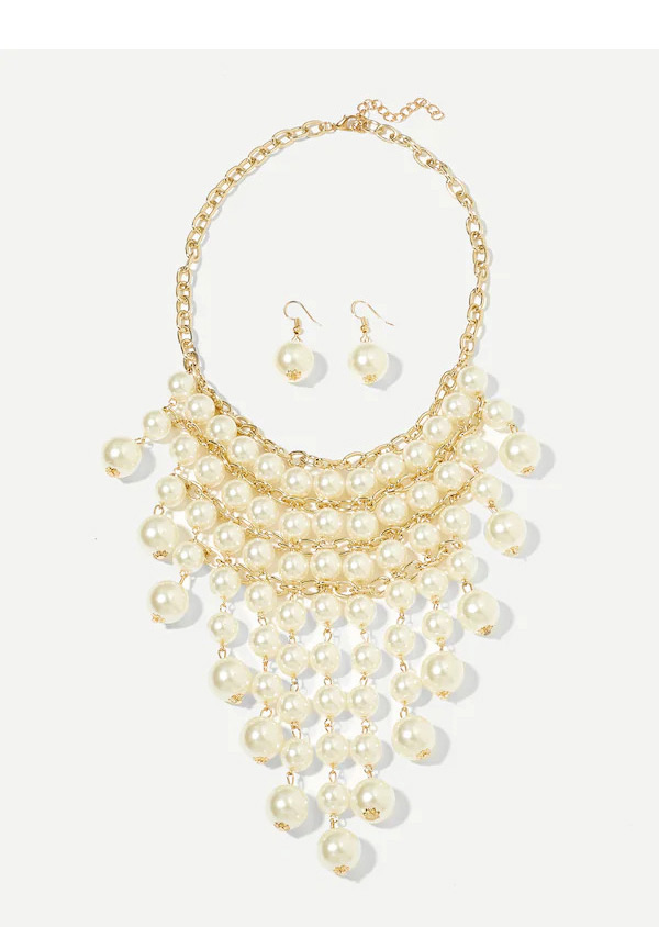 Fashion Champagne Full Pearl Decorated Jewelry Sets,Jewelry Sets