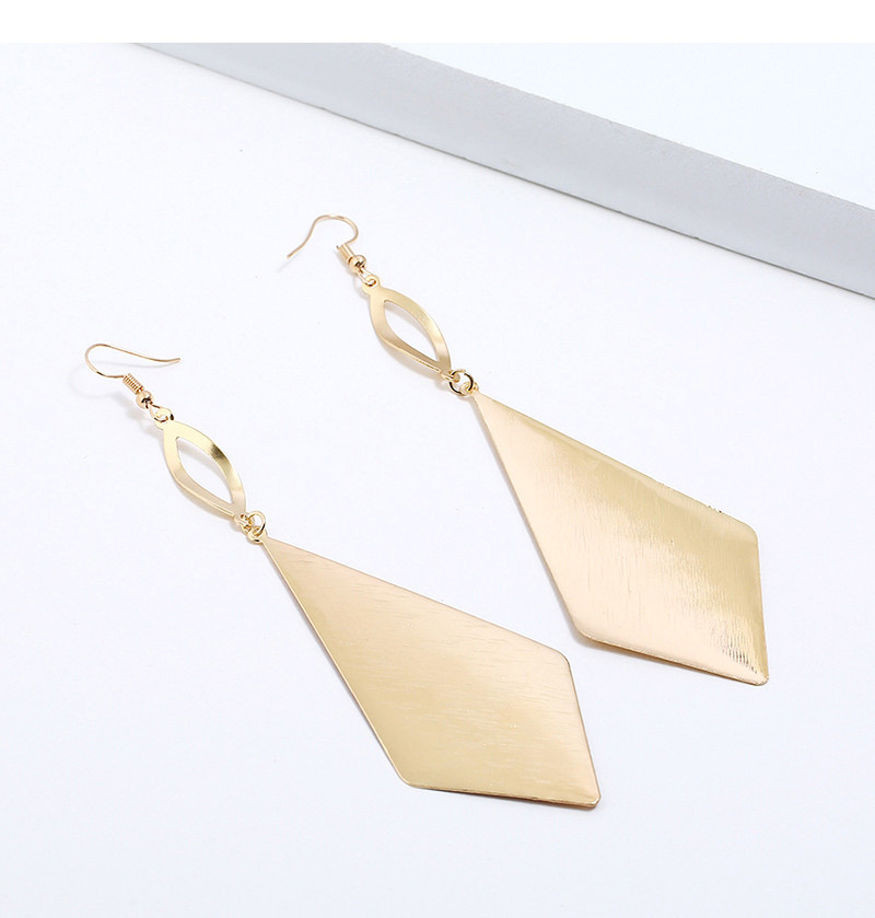 Fashion Gold Color Rhombus Shape Decorated Pure Color Earrings,Drop Earrings