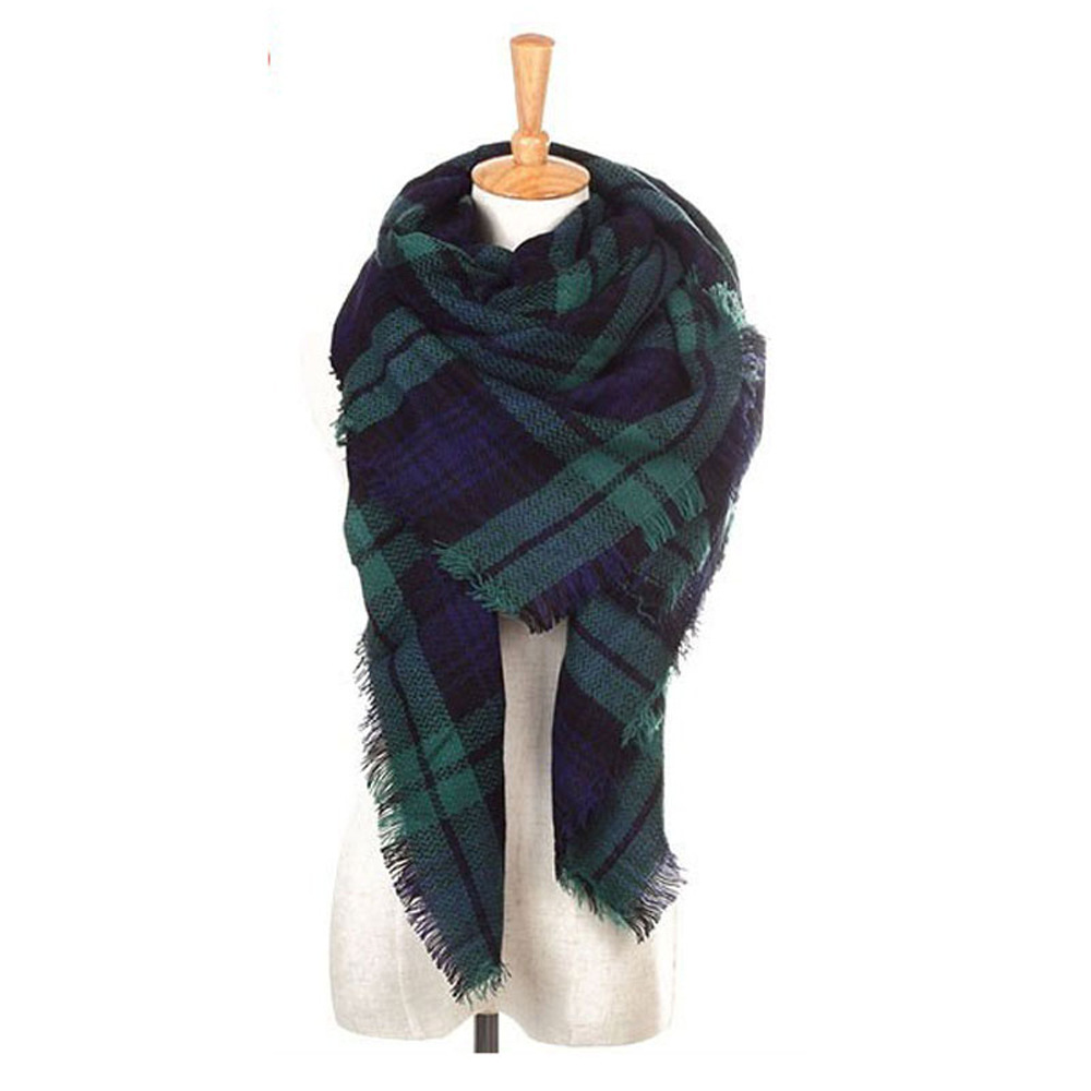 Fashion Green Grid Pattern Decorated Scarf,Thin Scaves