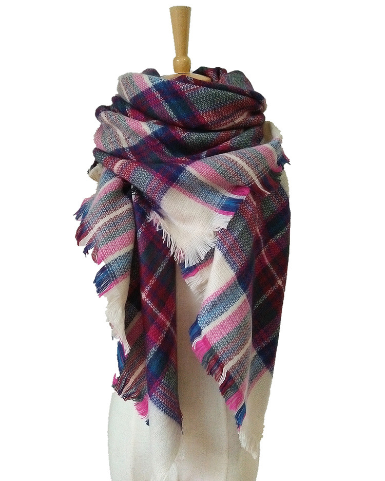 Fashion Pink Grid Pattern Decorated Scarf,Thin Scaves