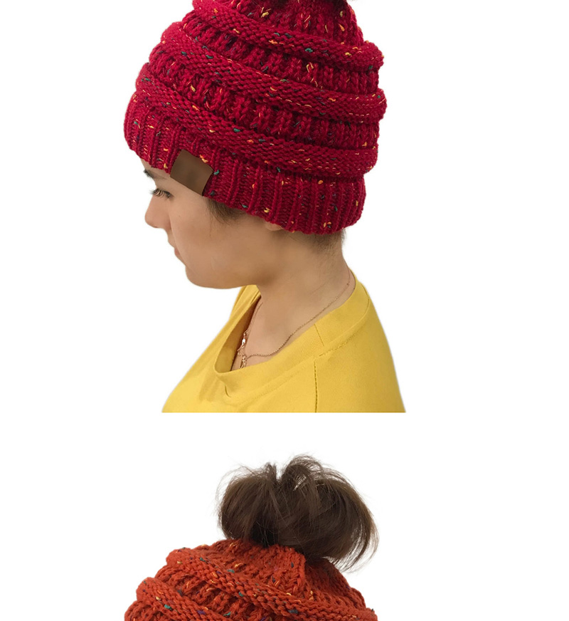Fashion Dark Orange Pure Color Decorated Hat,Knitting Wool Hats