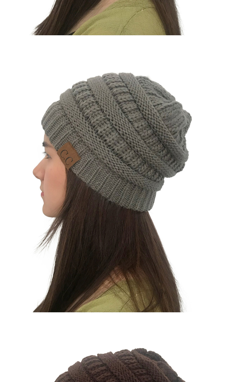 Fashion Gray Pure Color Decorated Hat,Knitting Wool Hats