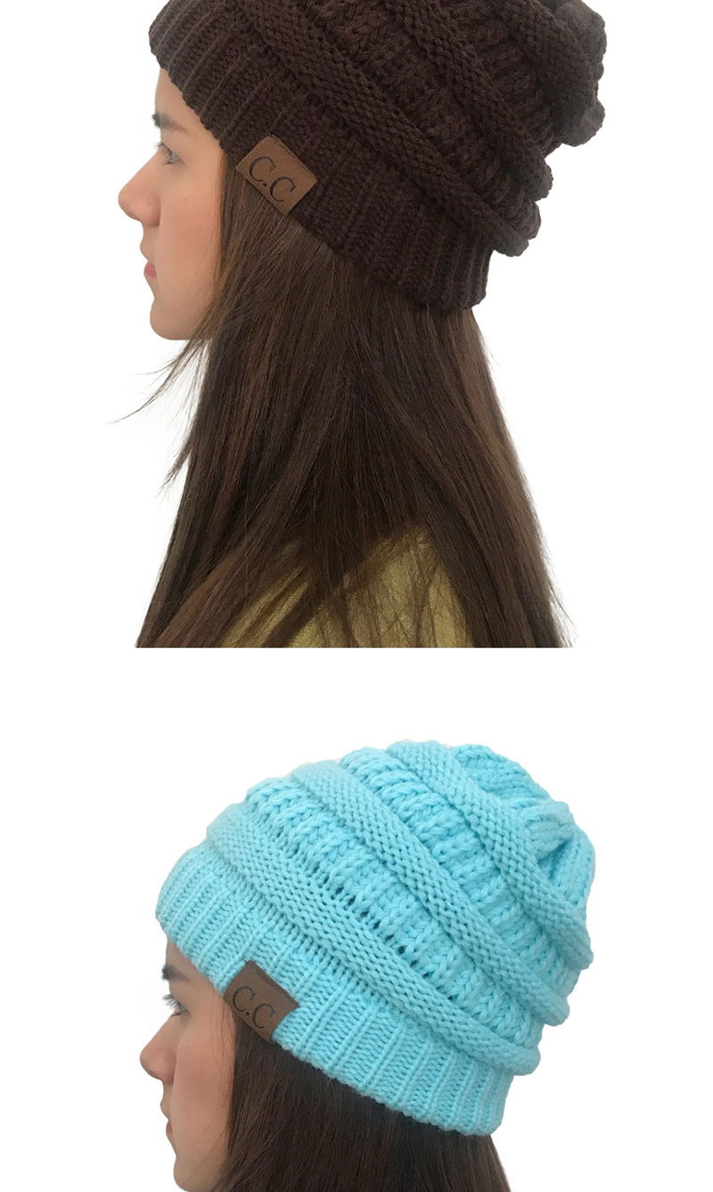 Fashion Blue Pure Color Decorated Hat,Knitting Wool Hats