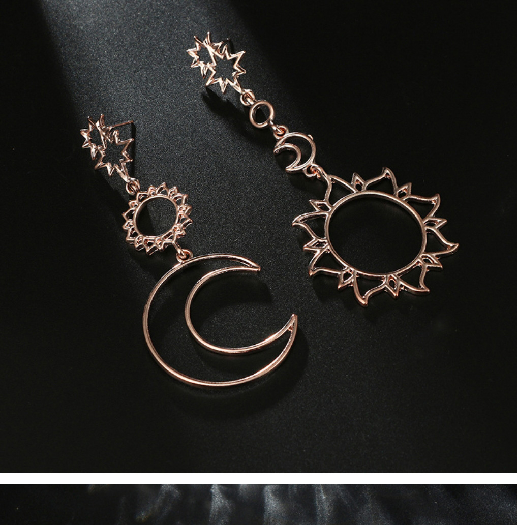 Fashion Rose Gold Moon&star Shape Decorated Earrings,Drop Earrings