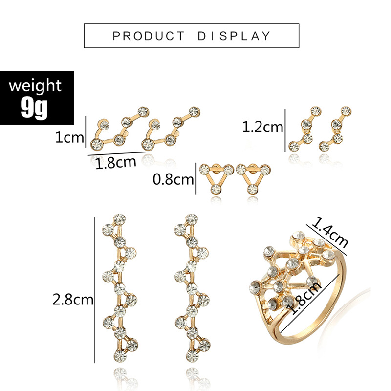 Fashion Gold Color Diamond Decorated Earrings,Stud Earrings