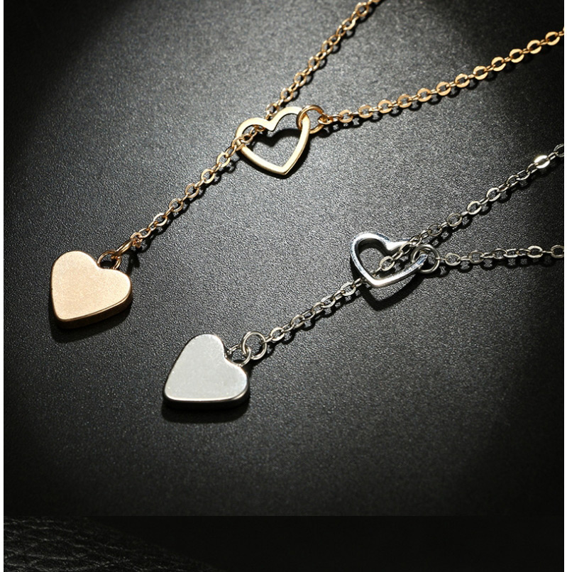 Vintage Gold Color Heart Shape Design Pure Color Necklace,Multi Strand Necklaces