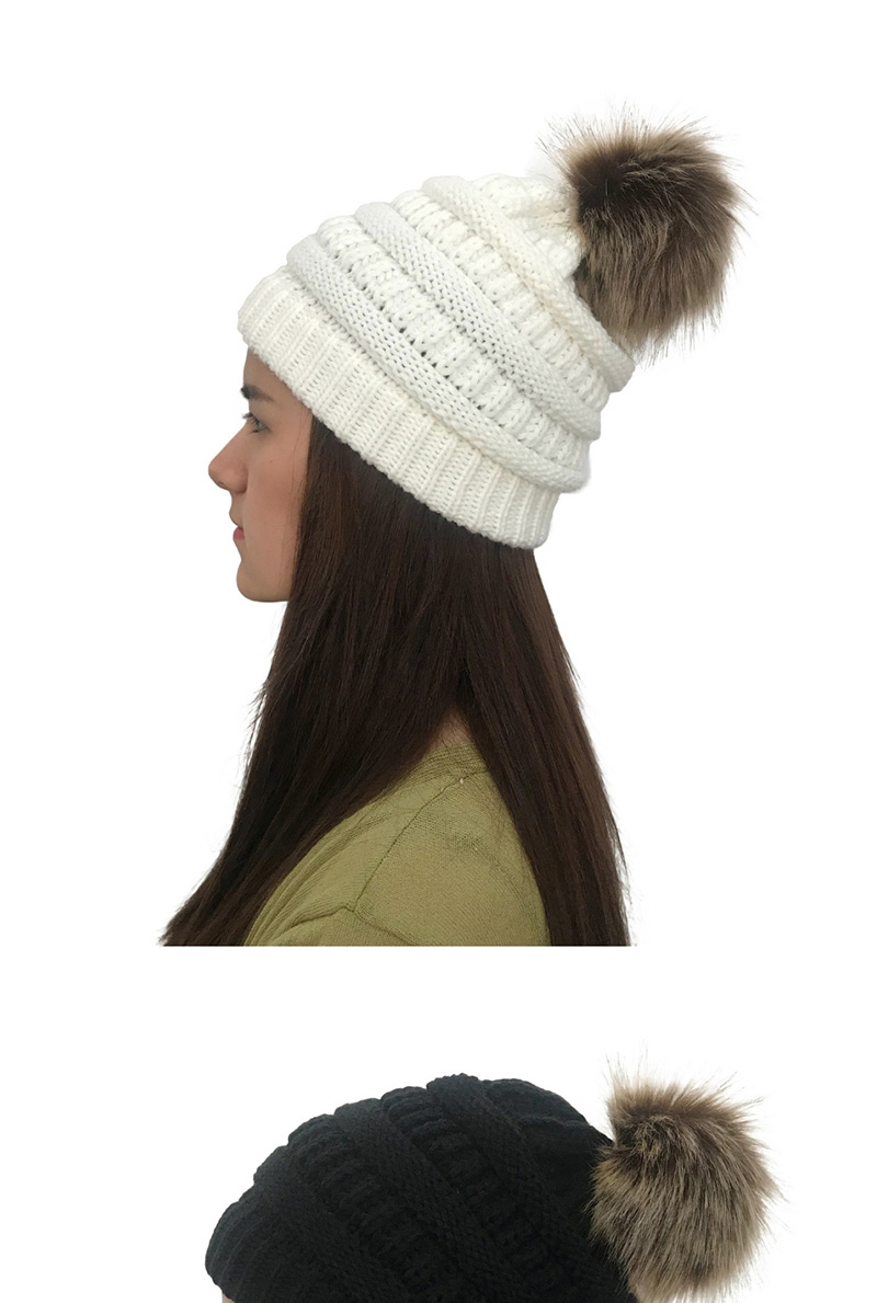 Fashion White Pure Color Decorated Hat,Knitting Wool Hats
