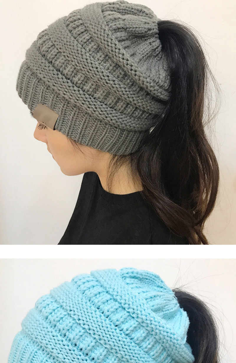 Fashion Khaki Stripe Pattern Decorated Pure Color Hat,Knitting Wool Hats