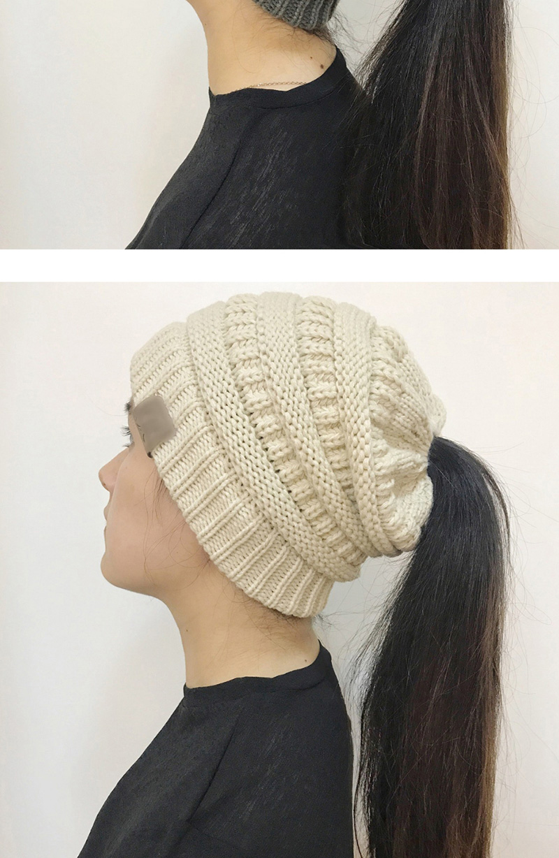 Fashion Black+white Stripe Pattern Decorated Pure Color Hat,Knitting Wool Hats