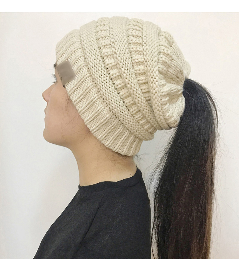 Fashion White Stripe Pattern Decorated Pure Color Hat,Knitting Wool Hats