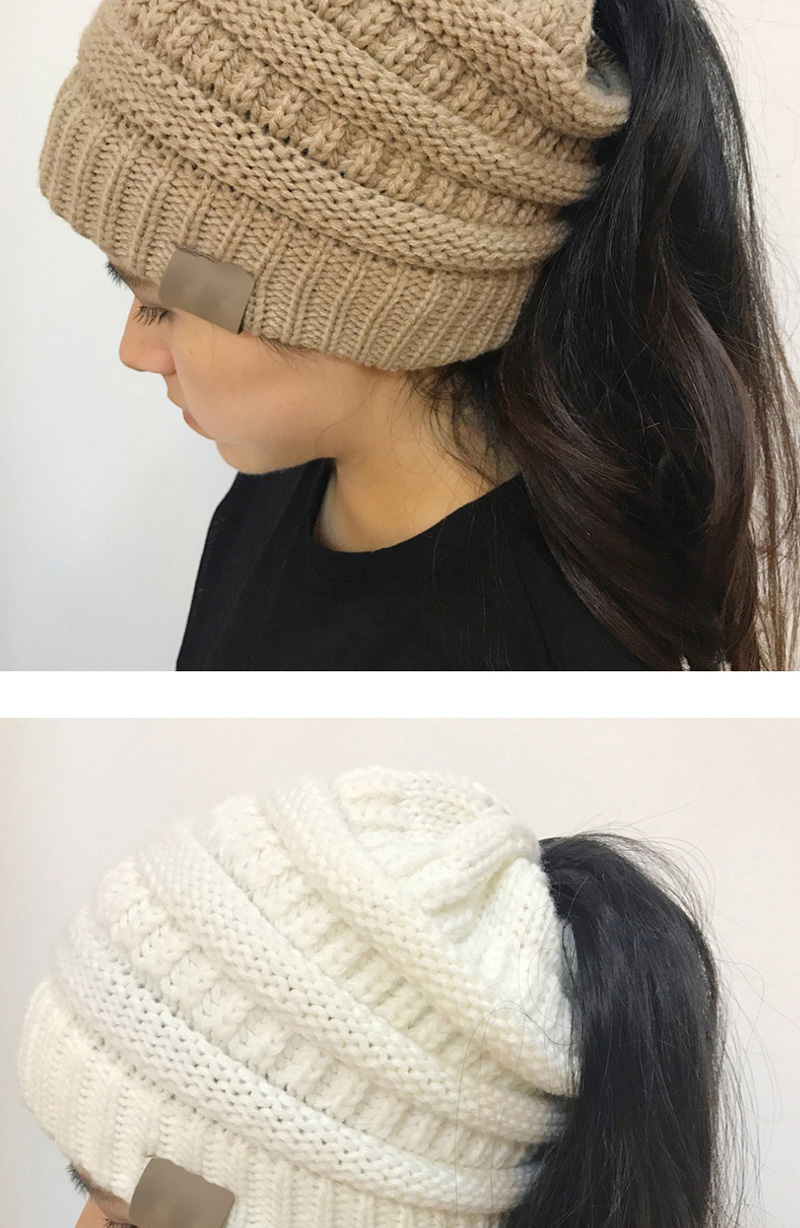 Fashion Beige Stripe Pattern Decorated Pure Color Hat,Knitting Wool Hats
