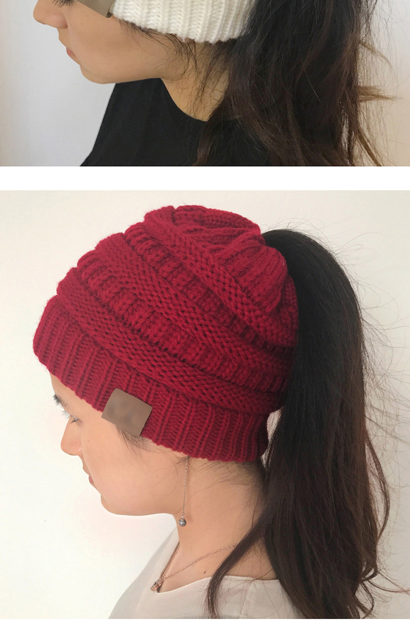 Fashion Khaki Stripe Pattern Decorated Pure Color Hat,Knitting Wool Hats