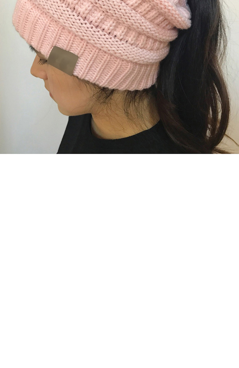 Fashion Pink+white Stripe Pattern Decorated Pure Color Hat,Knitting Wool Hats