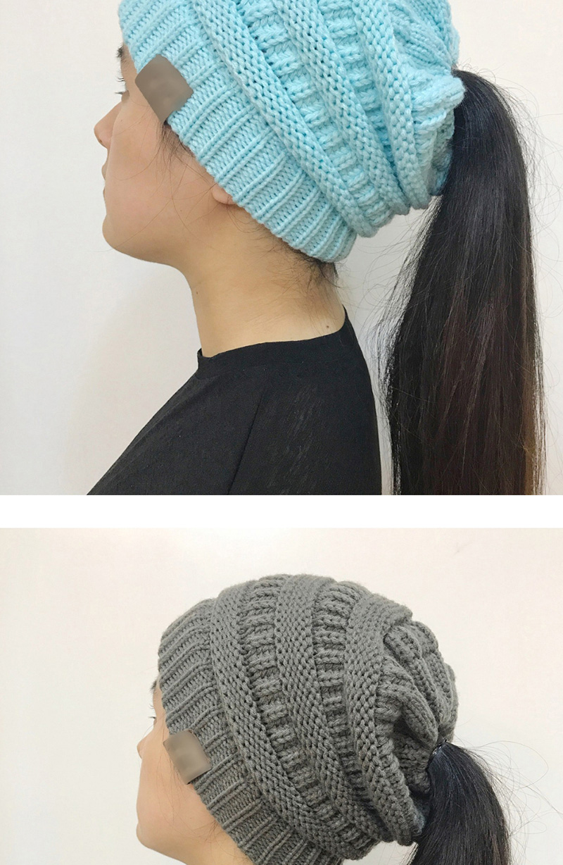 Fashion White Stripe Pattern Decorated Pure Color Hat,Knitting Wool Hats