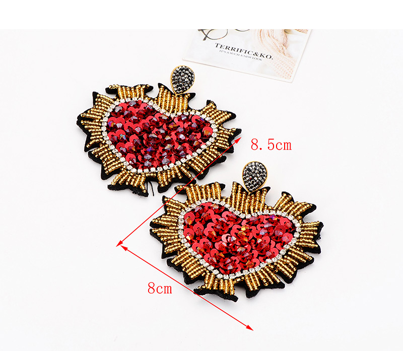 Fashion Gold Color+red Heart Shape Decorated Earrings,Stud Earrings