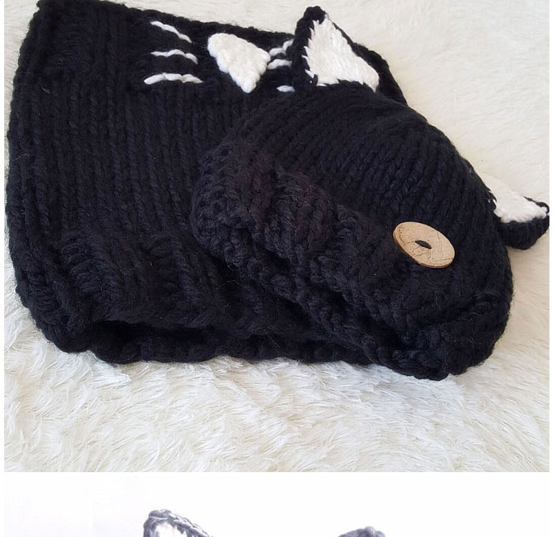 Lovely Gray Cat Ears Shape Design Child Knitted Hat(2pcs),Knitting Wool Hats