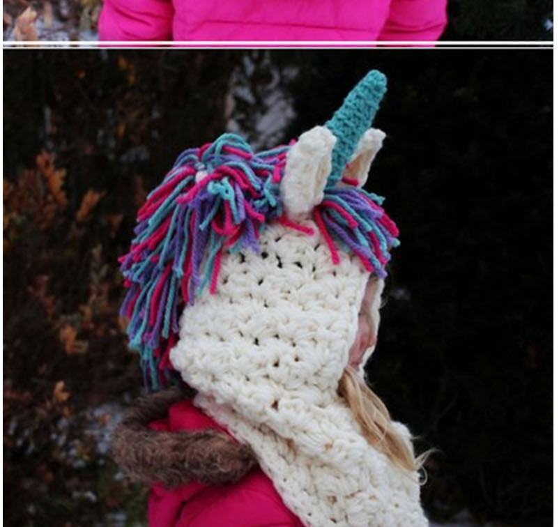 Lovely White Unicorn Shape Design Child Knitted Hat,Knitting Wool Hats