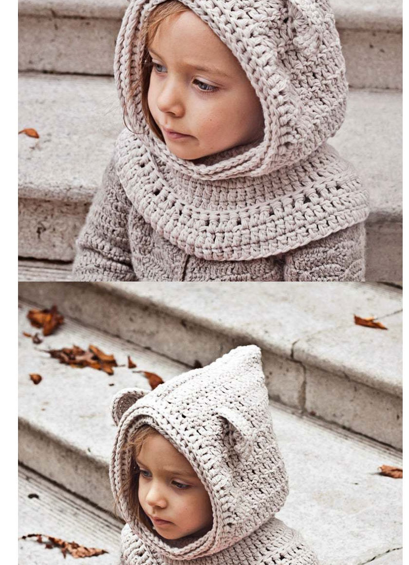 Lovely Beige Bear Ears Shape Design Pure Color Child Hat,Knitting Wool Hats