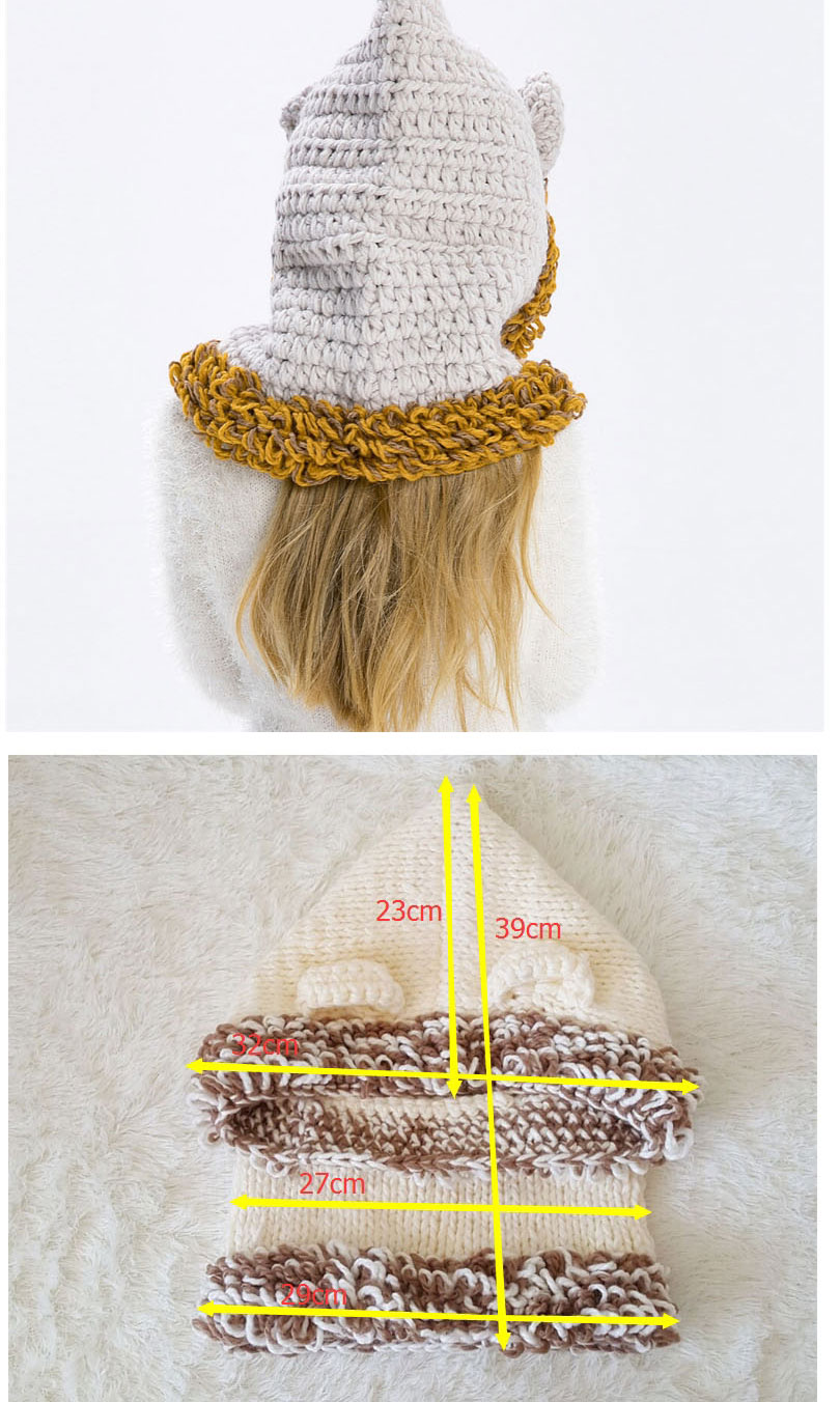 Lovely Beige Cartoon Bear Shape Design Child Tassel Hat,Knitting Wool Hats