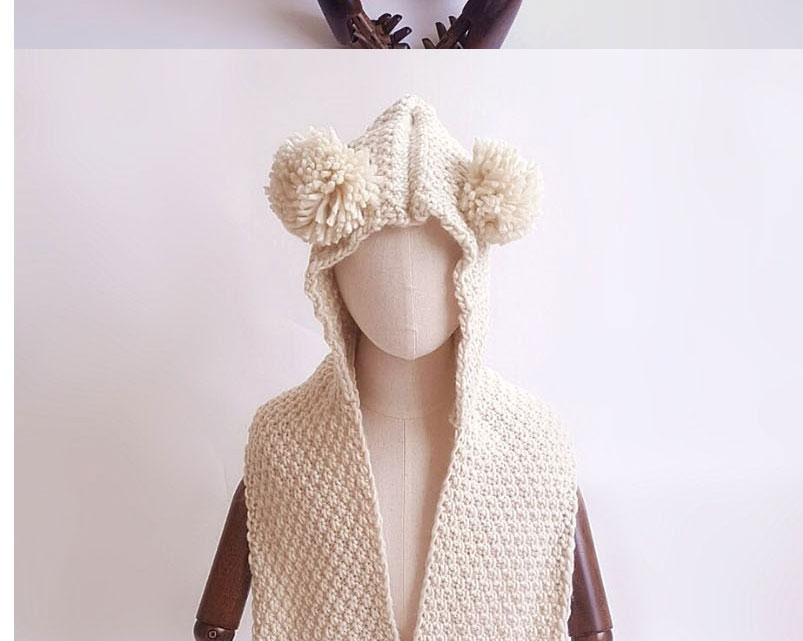 Lovely Beige Pure Color Design Bear Shape Child Hat,Knitting Wool Hats