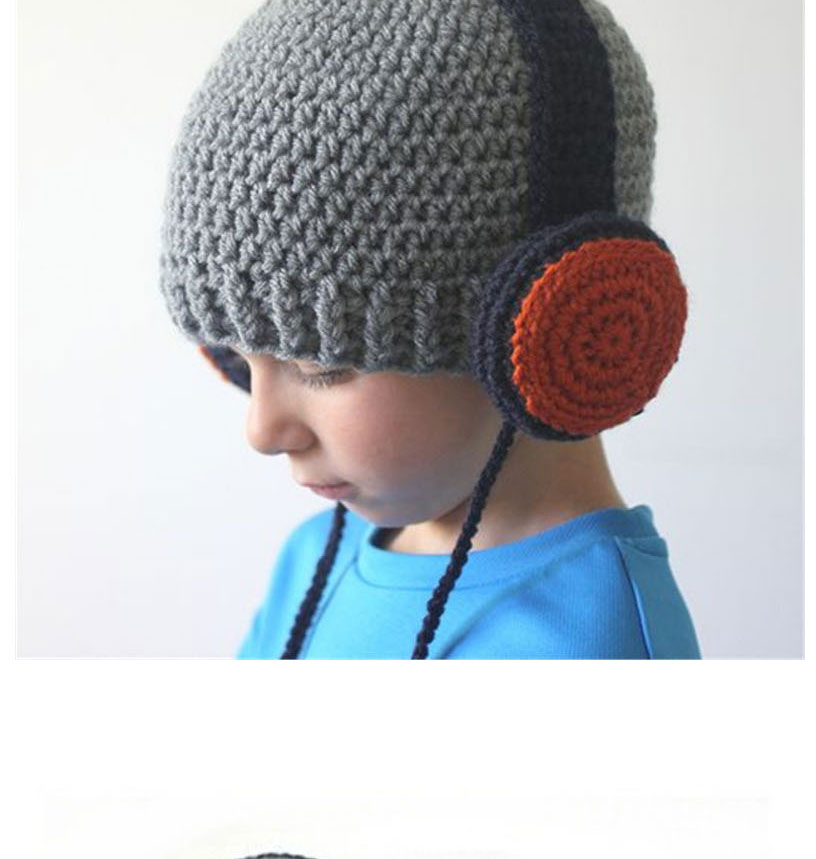 Lovely Gray Headset Shape Design Child Knitted Hat,Knitting Wool Hats