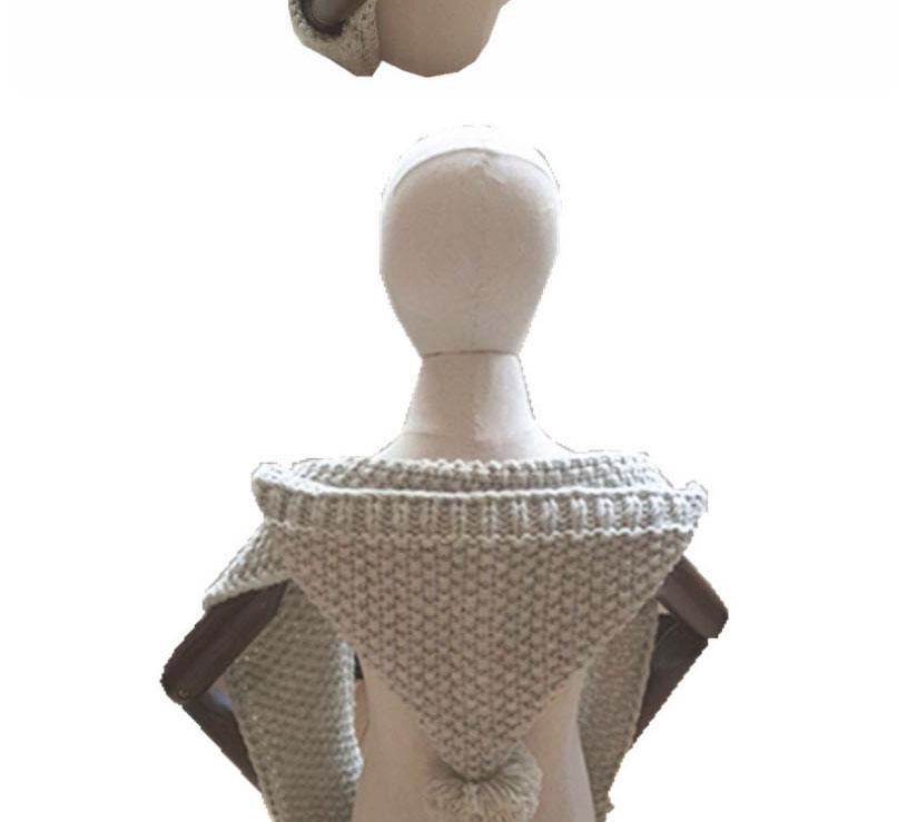 Lovely Beige Pure Color Design Child Knitted Cloak Cap,Knitting Wool Hats