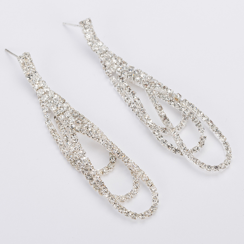 Fashion Silver Color Full Diamond Decorated Earrings,Drop Earrings