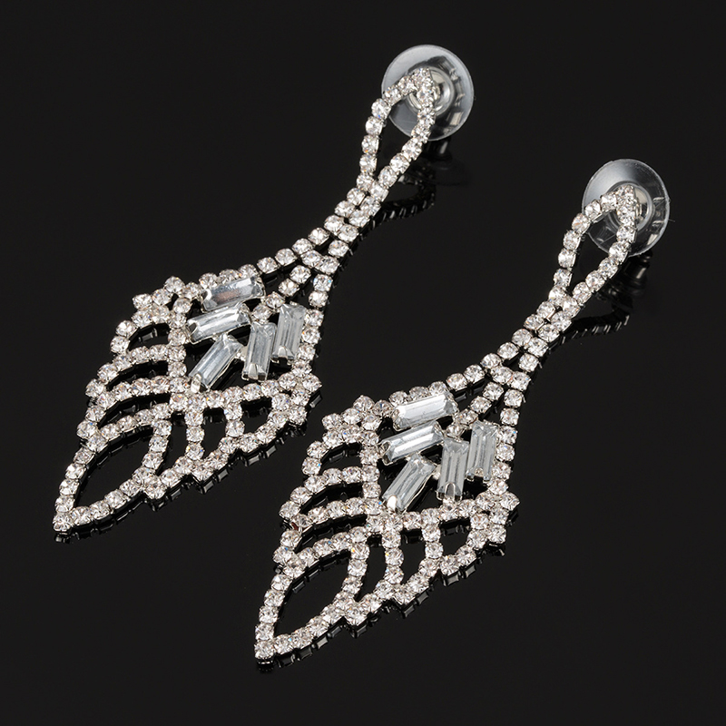 Fashion Silver Color Hollow Out Design Full Diamond Earrings,Drop Earrings